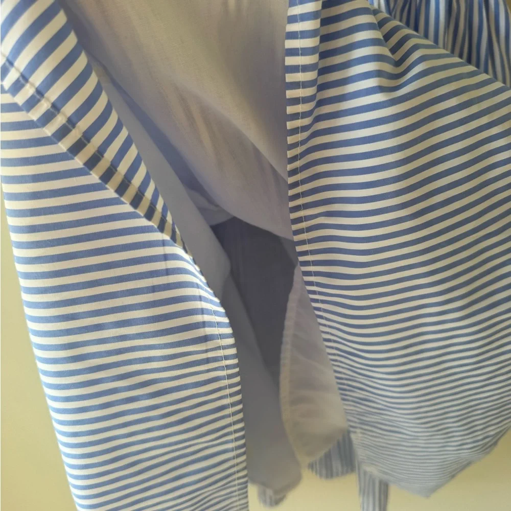 NWOT English Factory Size XS Blue White Striped Ruffle Sleeve Dress Short